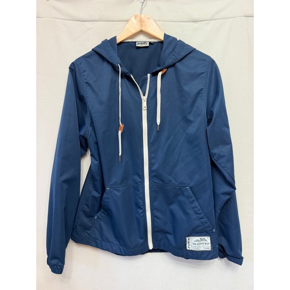 Kavu True Outdoor Wear Navy Blue Hooded Windbreaker Jacket Womens Medium